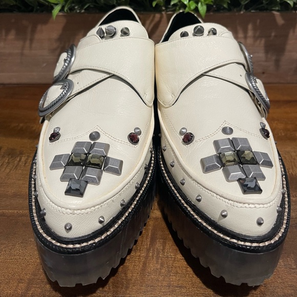 Coach Western Creeper Studded Leather Shoes G3399 Chalk Women’s Size 9.5 B RARE - Picture 3 of 11